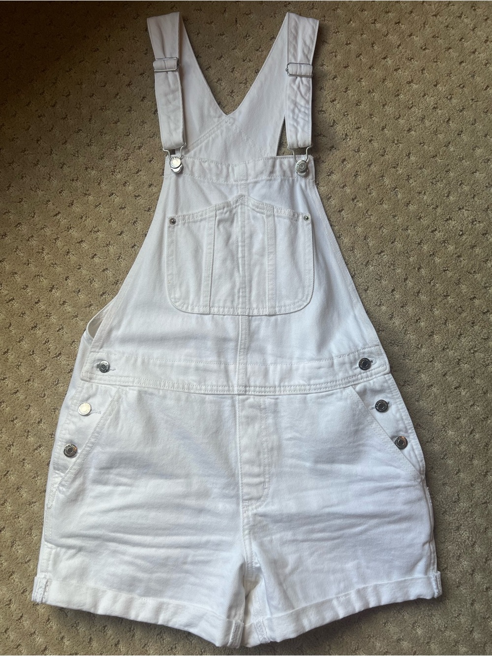 Old Navy White Denim Short Overalls